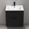 24 Inch Floating Black Bathroom Vanity, Modern